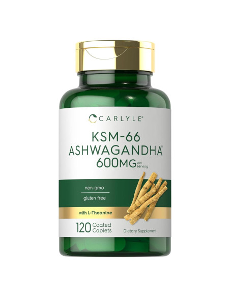 Carlyle KSM-66 Ashwagandha 600mg + L-Theanine 200mg 120 Tabletas