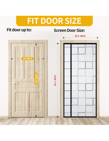 Cortina de Puerta Aislante Magnética Veanusiver 90x206 cm Gris