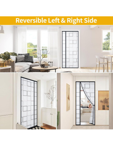 Cortina de Puerta Aislante Magnética Veanusiver 90x206 cm Gris