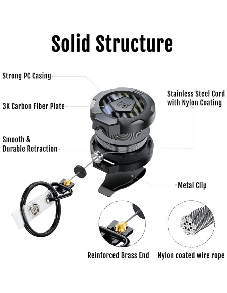 Llavero Retráctil MNGARISTA Fibra de Carbono 80 cm 0.28 kg