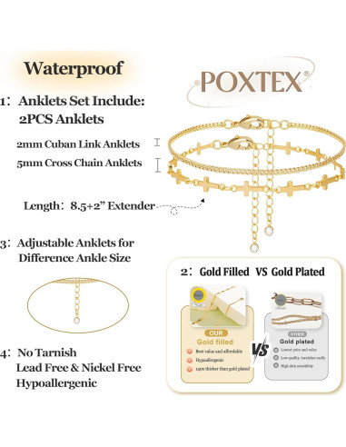 Conjunto de Pulseras de Tobillo de Plata 925 para Mujeres