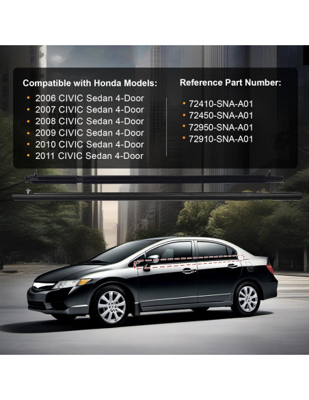 Moldura de Sellado de Ventana ItranMc para Honda Civic 2006-2011