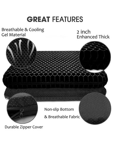 Cojín de Gel Extra Grueso Helishy 42x37cm Alivio Dolor