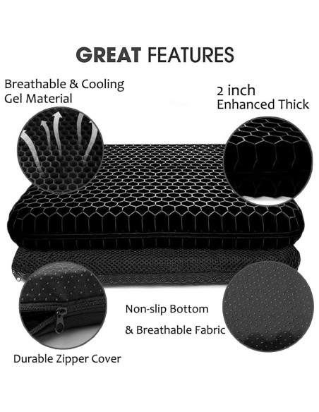 Cojín de Gel Extra Grueso Helishy 42x37cm Alivio Dolor