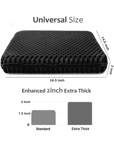 Cojín de Gel Extra Grueso Helishy 42x37cm Alivio Dolor