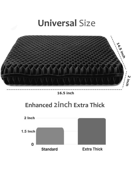 Cojín de Gel Extra Grueso Helishy 42x37cm Alivio Dolor