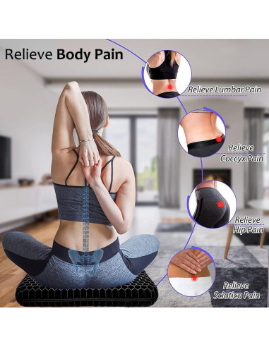 Cojín de Gel Extra Grueso Helishy 42x37cm Alivio Dolor