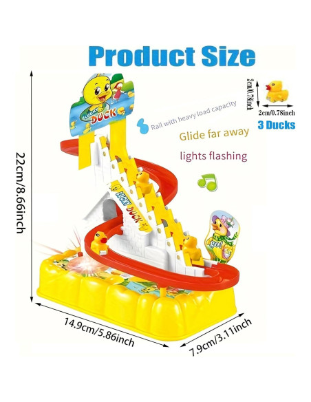 Juguete Eléctrico de Patito que Sube Escaleras con LED