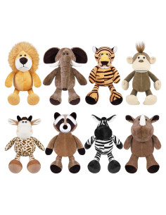 Conjunto de 8 Animales de Peluche Safari Elcoho 24.9 cm