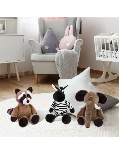 Conjunto de 8 Animales de Peluche Safari Elcoho 24.9 cm