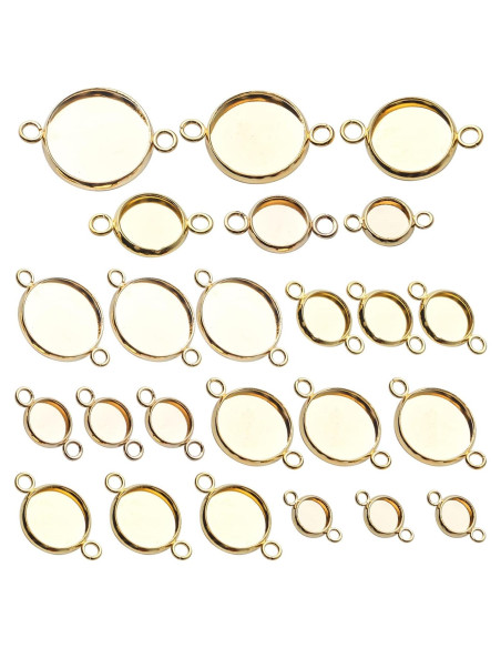 24 Conectores de Cabochón Dorados BronaGrand 6 Tamaños