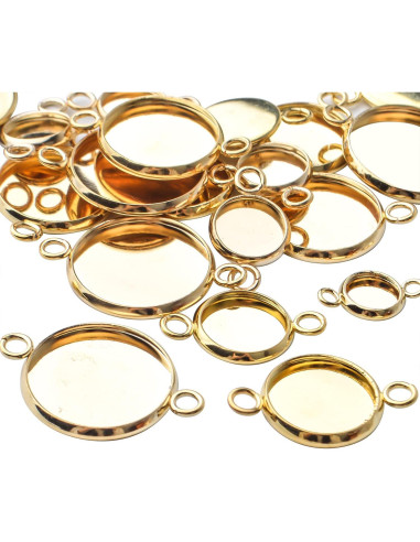 24 Conectores de Cabochón Dorados BronaGrand 6 Tamaños