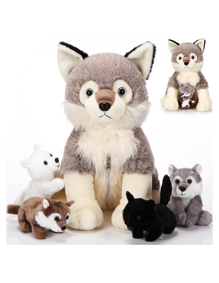 Conjunto de Juguetes de Peluche Lobo Honoson 5 Pcs 35 cm Conjunto de Juguetes de Peluche Lobo Honoson 5 Pcs 35 cm
