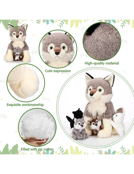 Conjunto de Juguetes de Peluche Lobo Honoson 5 Pcs 35 cm Conjunto de Juguetes de Peluche Lobo Honoson 5 Pcs 35 cm