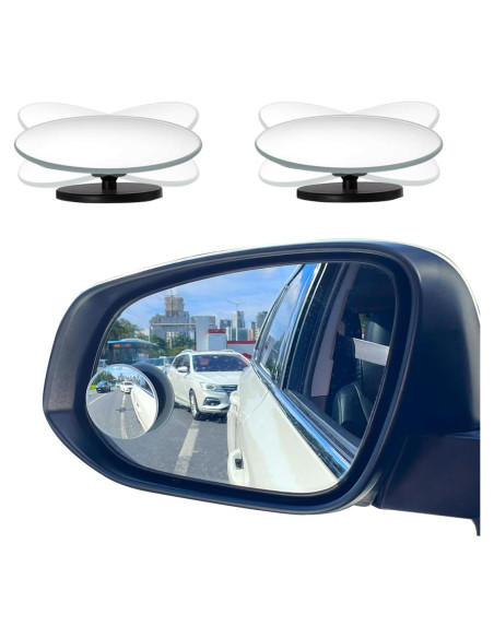 Espejos de Punto Ciego POTAMERO Redondos 5.08 cm HD Plateados - Paquete de 2