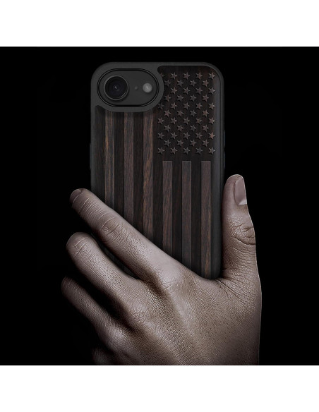 Funda de Madera Magnética Carveit para iPhone 16e 2025 - Bandera Americana Funda de Madera Magnética Carveit para iPhone 16e 2025 - Bandera Americana