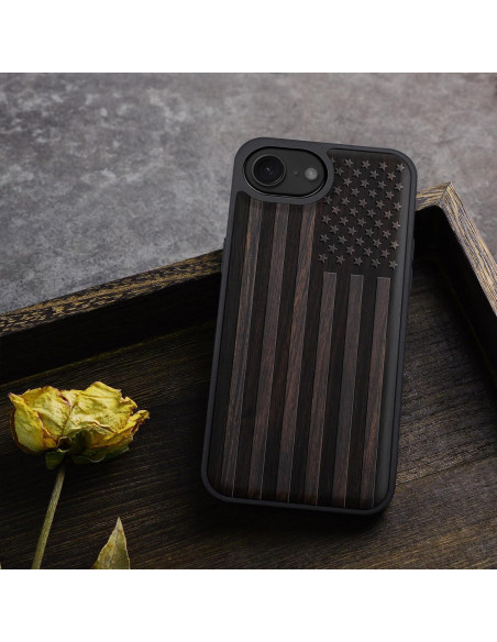 Funda de Madera Magnética Carveit para iPhone 16e 2025 - Bandera Americana Funda de Madera Magnética Carveit para iPhone 16e 2025 - Bandera Americana