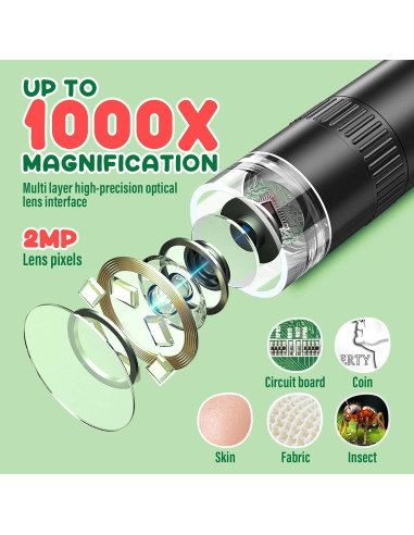 Microscopio Digital IMICHI 50X-1000X con Pantalla IPS 2"