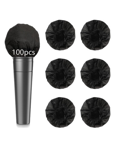 100 Fundas Desechables para Micrófono Negro Funda MIC-1