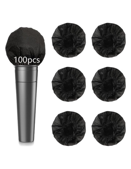 100 Fundas Desechables para Micrófono Negro Funda MIC-1