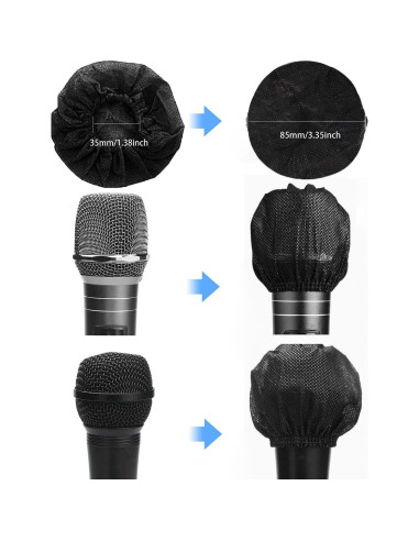 100 Fundas Desechables para Micrófono Negro Funda MIC-1