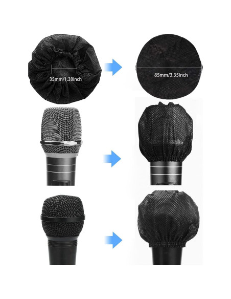 100 Fundas Desechables para Micrófono Negro Funda MIC-1