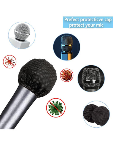 100 Fundas Desechables para Micrófono Negro Funda MIC-1