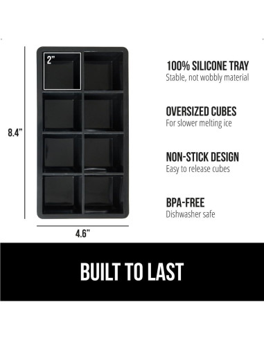 Bandeja de Hielo de Silicona GORILLA GRIP 8 Cubos Gigantes
