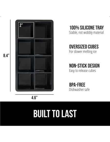 Bandeja de Hielo de Silicona GORILLA GRIP 8 Cubos Gigantes