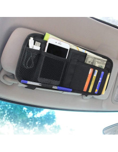 Organizador de Visera de Coche LIVANS Negro 30x15 cm 8 Compartimentos 2