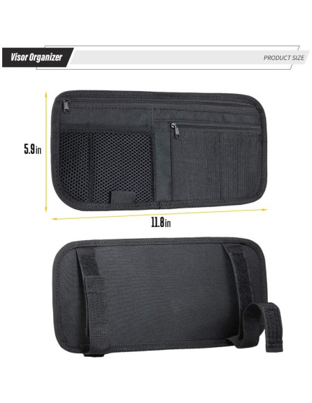 Organizador de Visera de Coche LIVANS Negro 30x15 cm 8 Compartimentos