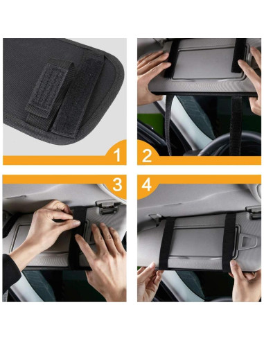 Organizador de Visera de Coche LIVANS Negro 30x15 cm 8 Compartimentos