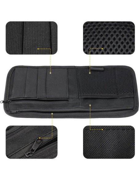 Organizador de Visera de Coche LIVANS Negro 30x15 cm 8 Compartimentos