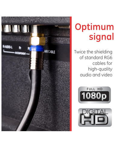 Cable Coaxial GE RG6 Pro 1.8 m Cuádruple Blindaje 3 GHz