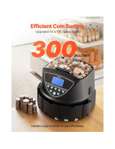 Contador y Clasificador de Monedas VEVOR KSW550-4, 300 Monedas/min 2