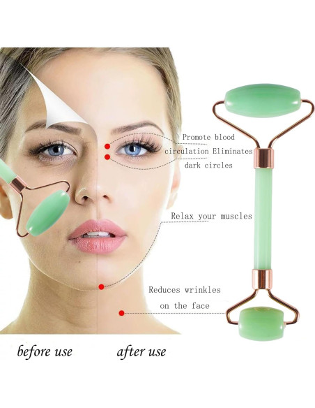 Juego de 2 herramientas de masaje facial YAMHOHO - Rodillo y Gua Sha Juego de 2 herramientas de masaje facial YAMHOHO - Rodillo y Gua Sha