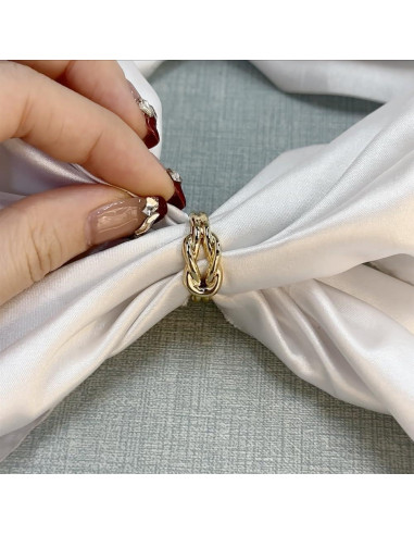 Anillo Broche de Bufanda de Seda Dainty Dorado 1.78x2.31cm