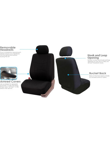 Fundas de Asiento FH Group + Alfombrillas de Piso - Negro
