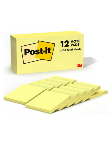 Notas Adhesivas Post-it Amarillo Canario 3x3" 12 Blocs