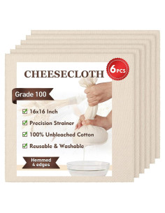 Gasa TOPULORS 6 PCS 40x40 cm 100% Algodón Reutilizable