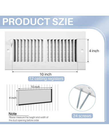 Cubierta de Ventilación Zonon 12 Pcs 25.4x10.16 cm Blanca
