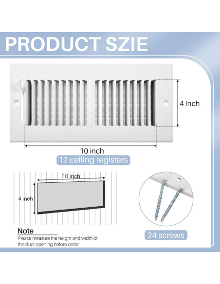 Cubierta de Ventilación Zonon 12 Pcs 25.4x10.16 cm Blanca