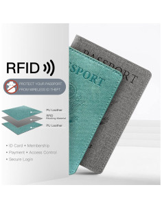 Portafolio de Pasaporte RFID VIDIVICI Unisex 2pk - Negro y Azul 2