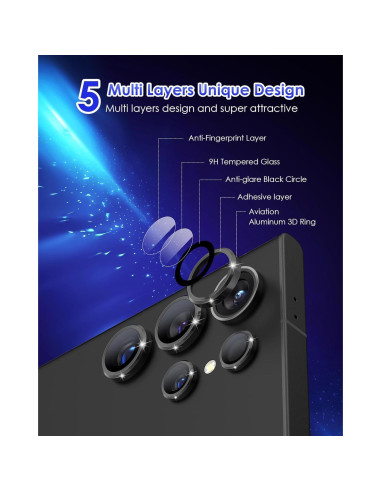 Protector de Lente de Cámara Kanosan para Galaxy S24 Ultra 9H