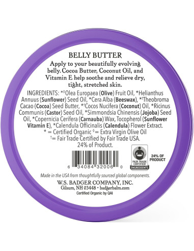 Mantequilla de Vientre Badger 56.7g - Crema Orgánica para Estrías