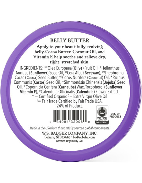 Mantequilla de Vientre Badger 56.7g - Crema Orgánica para Estrías