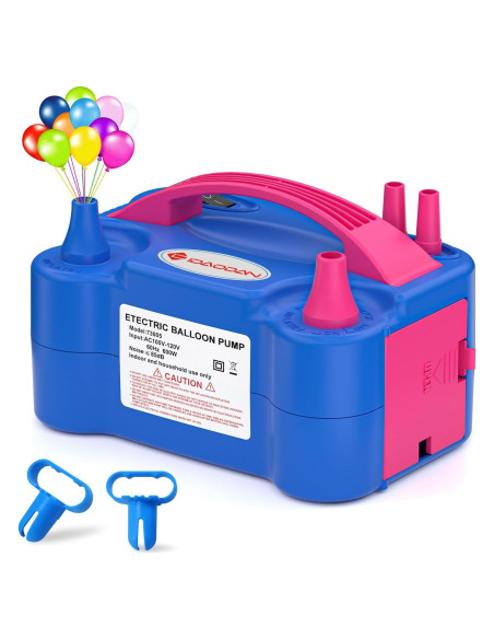 Bomba de Globo Eléctrica IDAODAN 600W Doble Boquilla Rosa