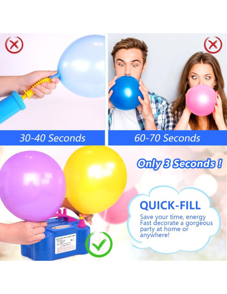 Bomba de Globo Eléctrica IDAODAN 600W Doble Boquilla Rosa