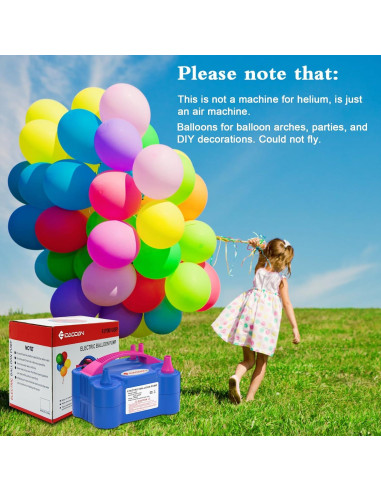 Bomba de Globo Eléctrica IDAODAN 600W Doble Boquilla Rosa