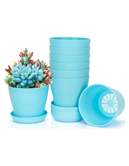 8 Macetas de Plástico Bchjatk 9.6 cm para Plantas